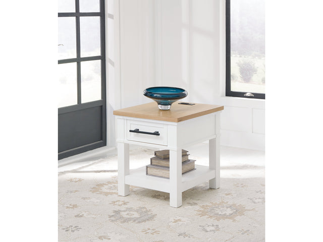 Ashbryn White/Natural End Table - Ornate Home