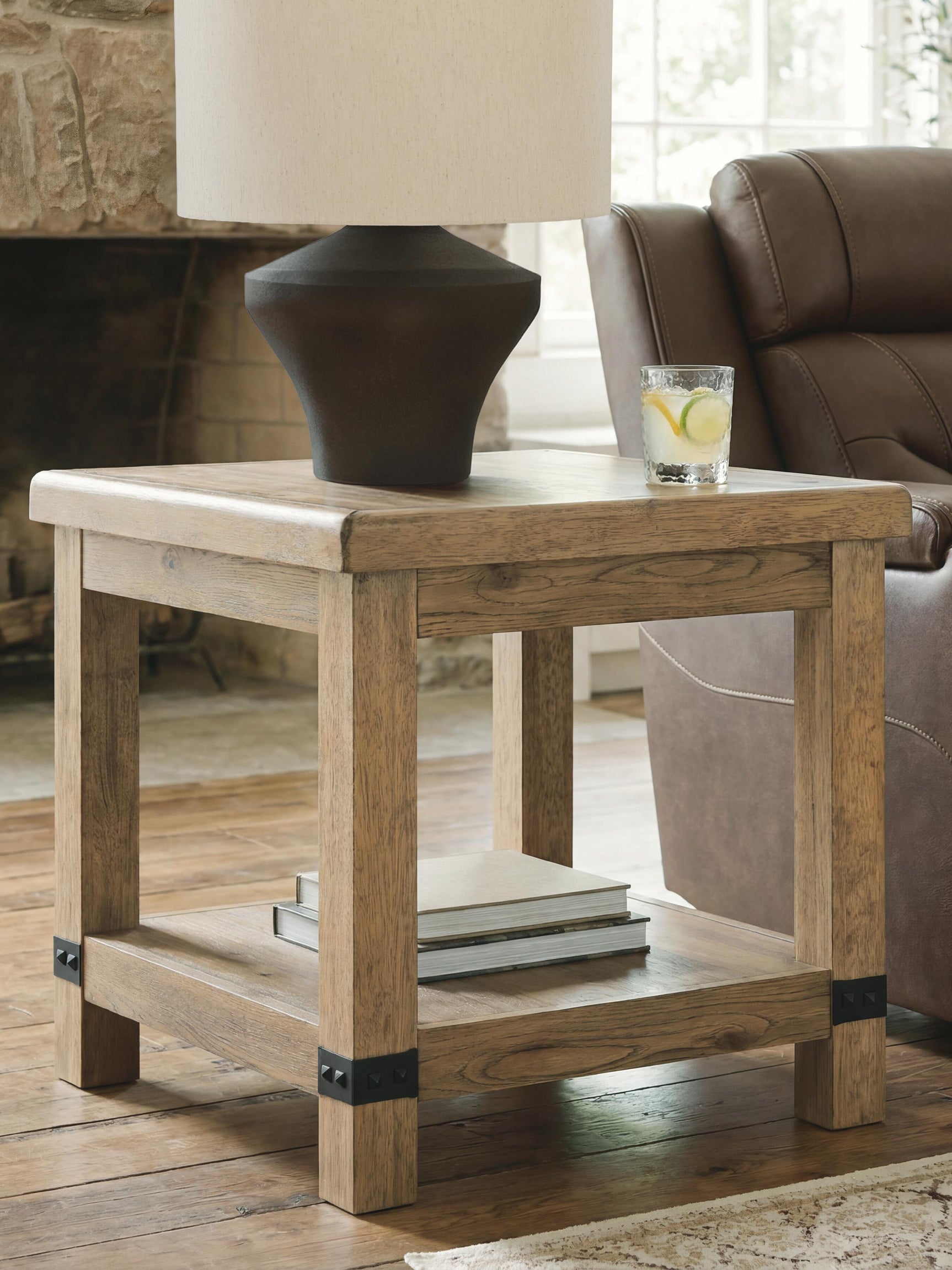Ridgester Light Brown Rectangular End Table