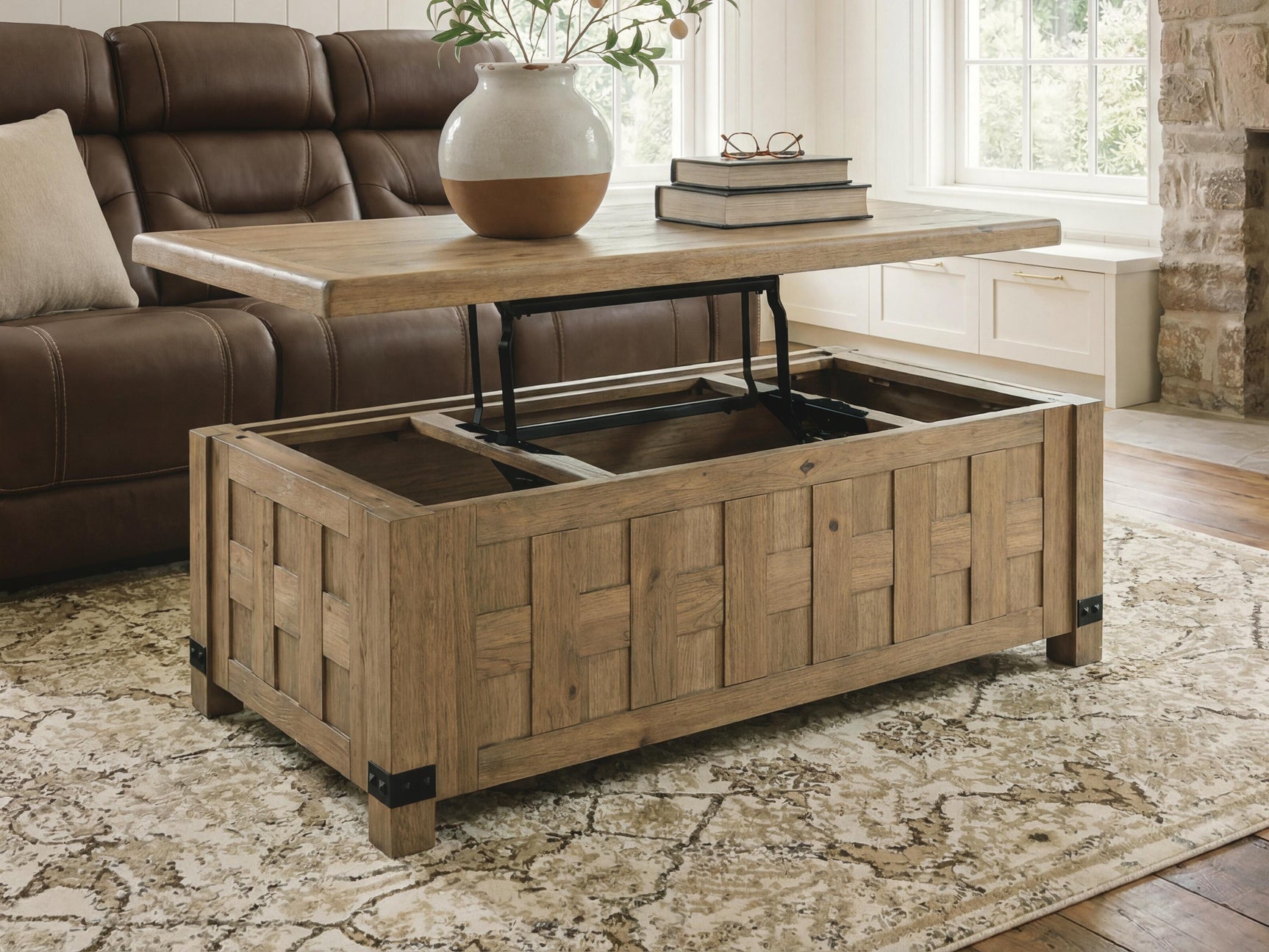 Ridgester Light Brown Lift Top Cocktail Table (Online Special Price)