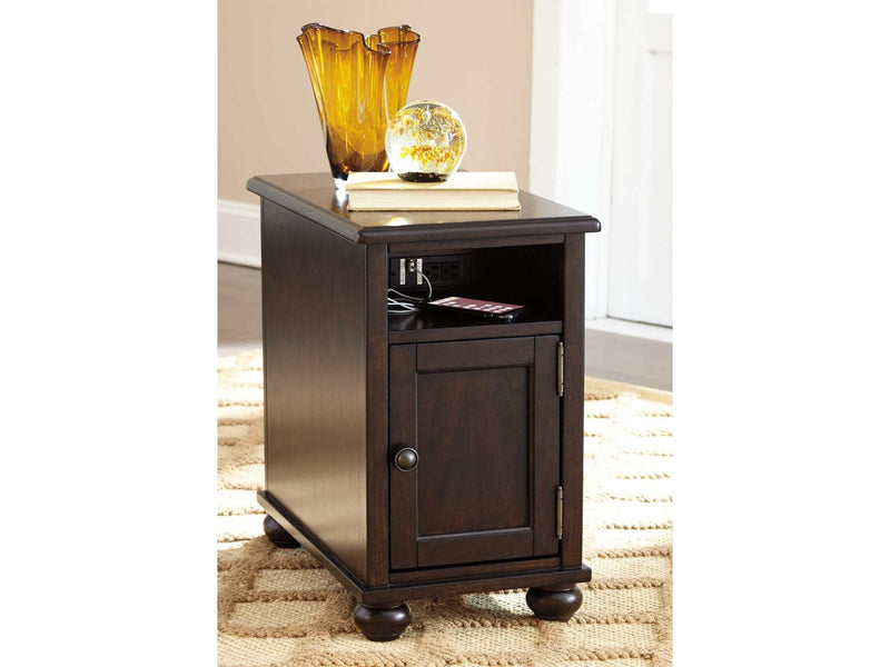Barilanni Chairside End Table w/ USB Ports & Outlets - Ornate Home