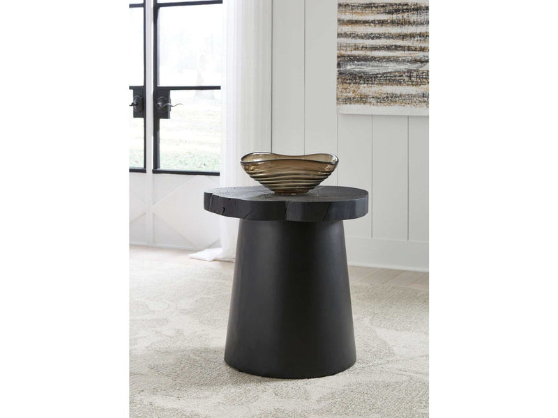 Wimbell Black Solid Wood Live Edge End Table - Ornate Home