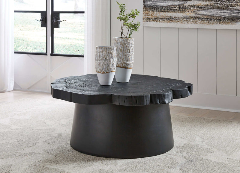 Wimbell Black Solid Wood Live Edge Coffee Table - Ornate Home
