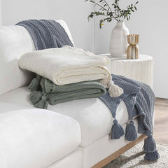 TC Veda Sea Fog Blue 50x70 Throw - Ornate Home