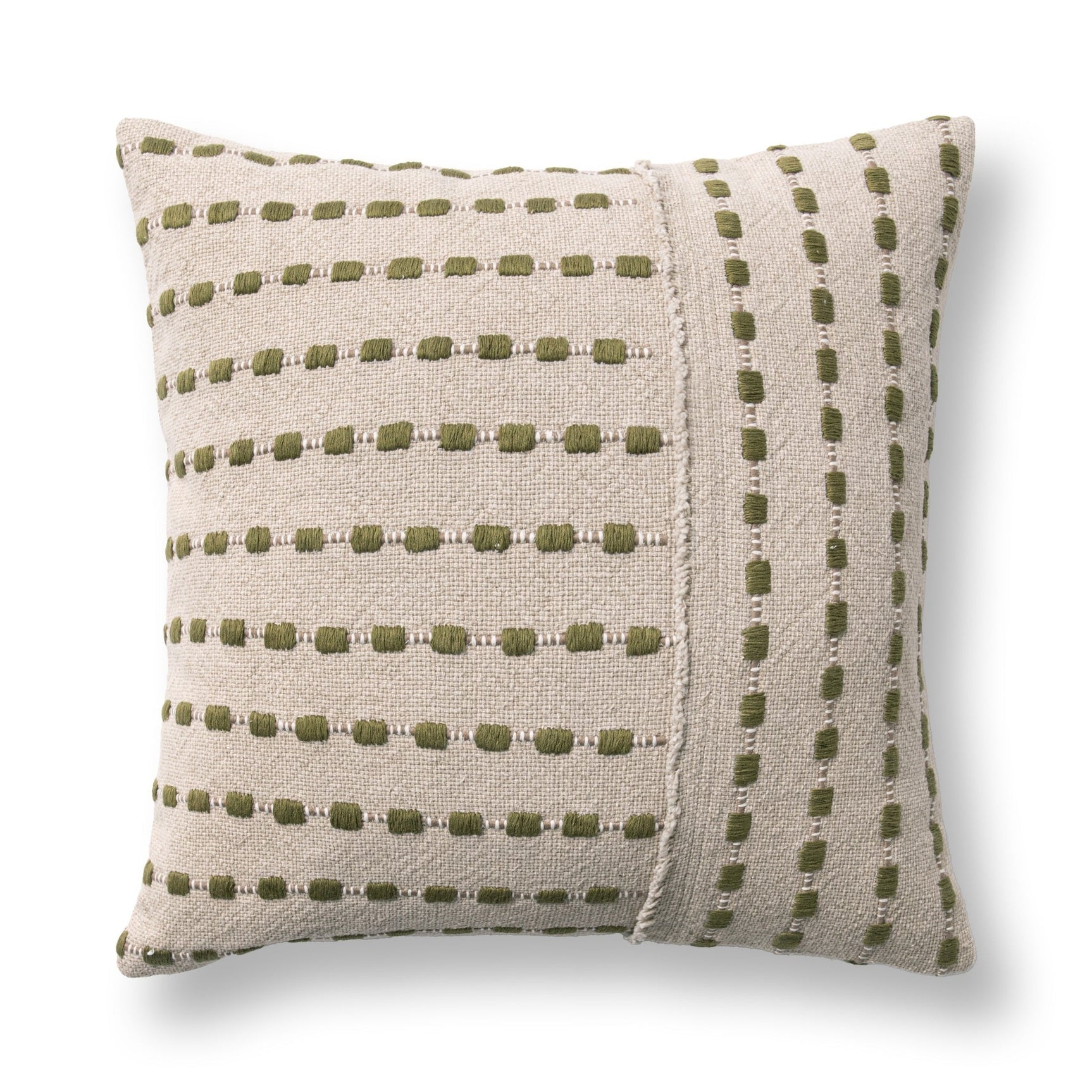 TD Katia Natural/Olive Green 20x20 Throw Pillow (Set of 2) - Ornate Home