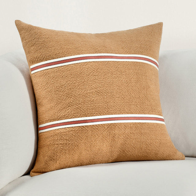 TL Pryce Chestnut Brown/ Terracotta 22x22 Throw Pillow (Set of 2) - Ornate Home