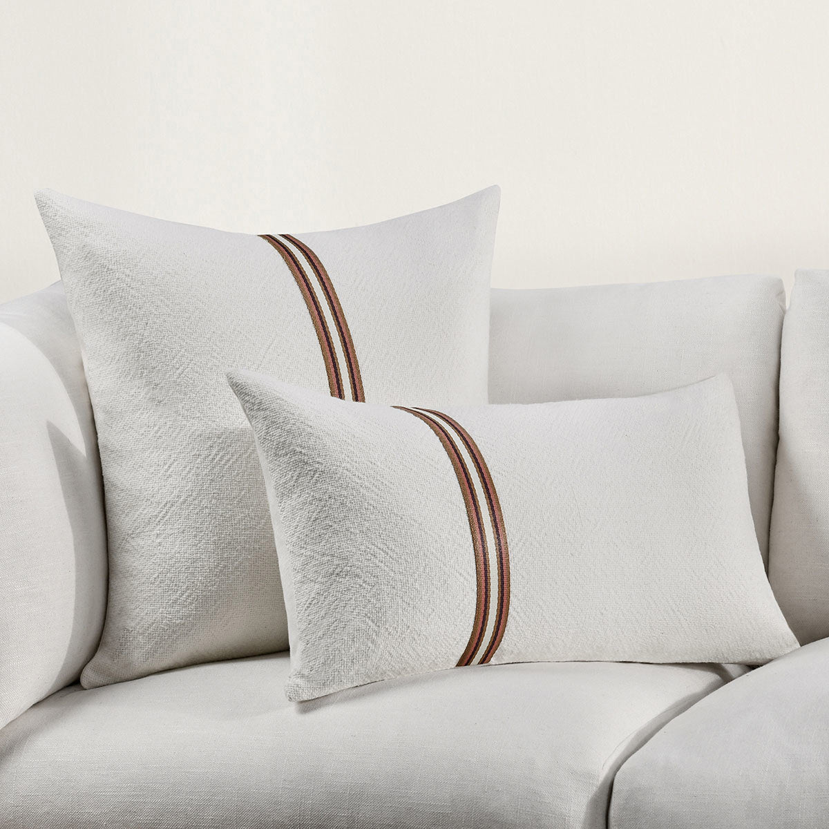 TL Ralph Ivory/Sangria Red Multiple Sizes Throw Pillow (Set of 2) - Ornate Home