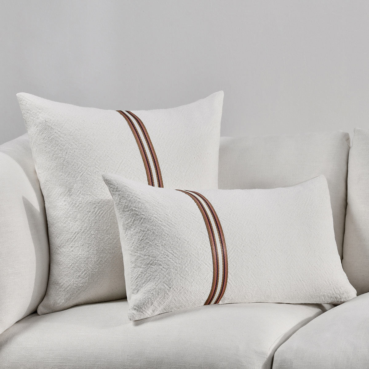 TL Ralph Ivory/Sangria Red Multiple Sizes Throw Pillow (Set of 2) - Ornate Home