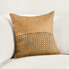 TL Toscano Chestnut Brown Leather Multiple Sizes Throw Pillow (Set of 2) - Ornate Home