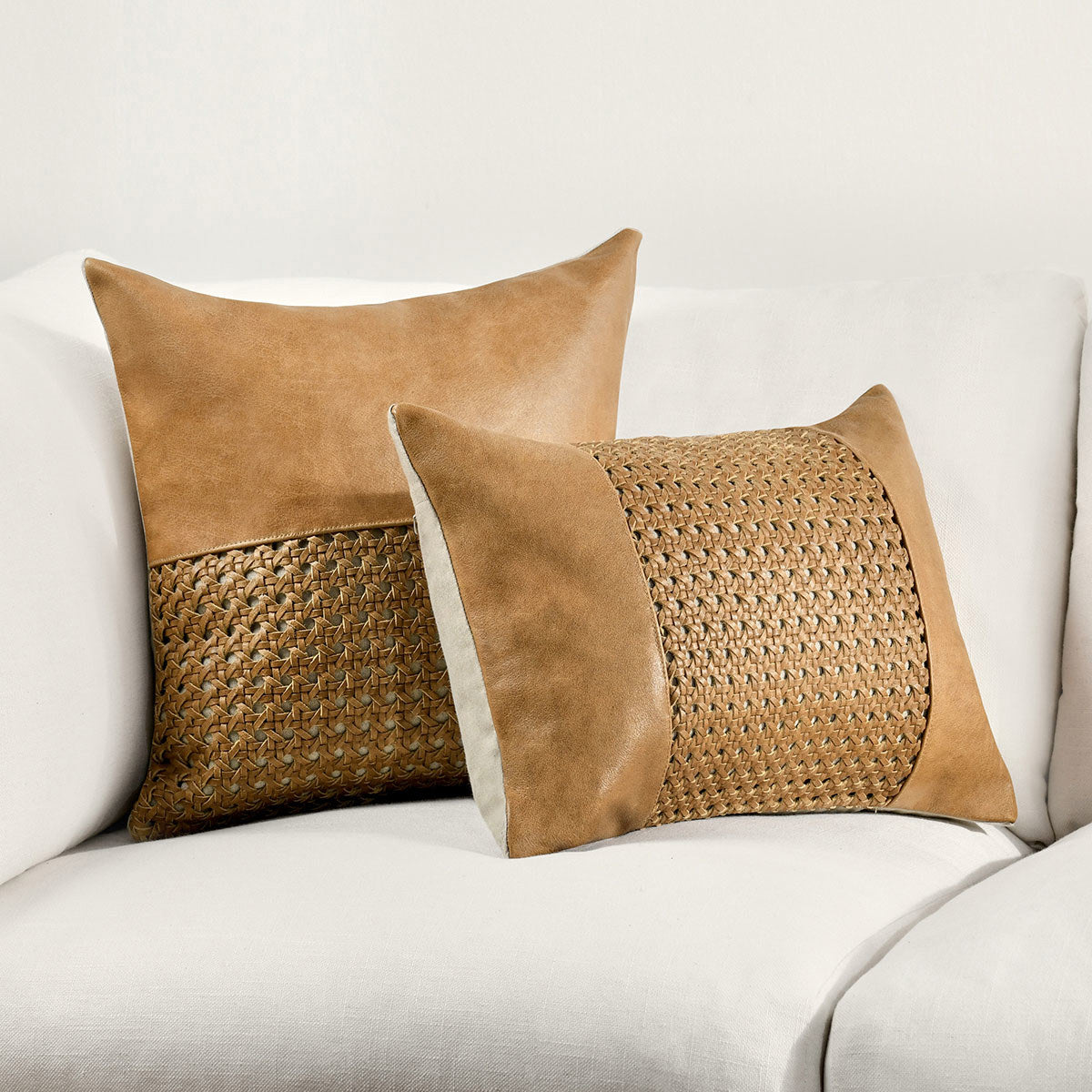 TL Toscano Chestnut Brown Leather Multiple Sizes Throw Pillow (Set of 2) - Ornate Home