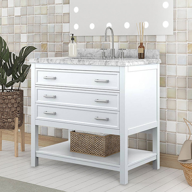Reston White 37" Vanity with Top/ Sink