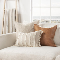 TQ Edisto Natural/Ivory Multiple Sizes Throw Pillow (Set of 2) - Ornate Home