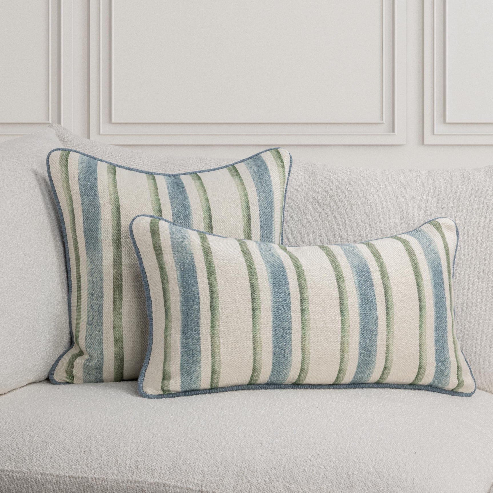TQ Harbor Blue/Green Stripe Multiple Sizes Throw Pillow (Set of 2) - Ornate Home