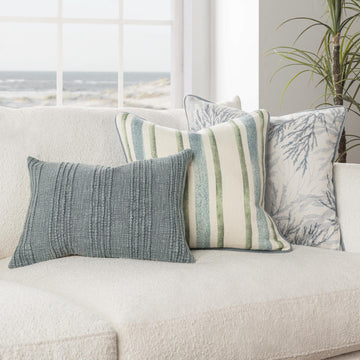 TQ Harbor Blue/Green Stripe Multiple Sizes Throw Pillow (Set of 2) - Ornate Home