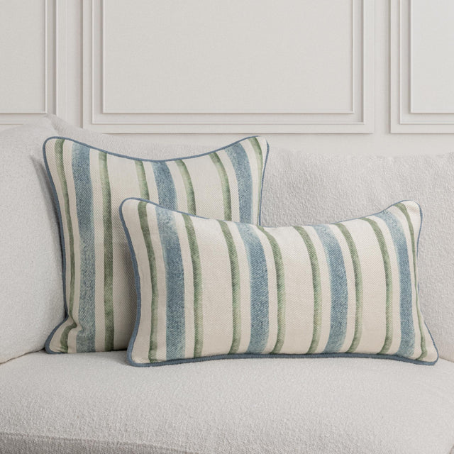 TQ Harbor Blue/Green Stripe Multiple Sizes Throw Pillow (Set of 2) - Ornate Home
