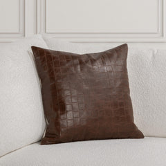 TQ Leather Seston Brown 20x20 Throw Pillow (Set of 2) - Ornate Home