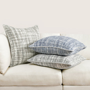 TW Brax Blue/Ivory 22x22 Throw Pillow (Set of 2) - Ornate Home