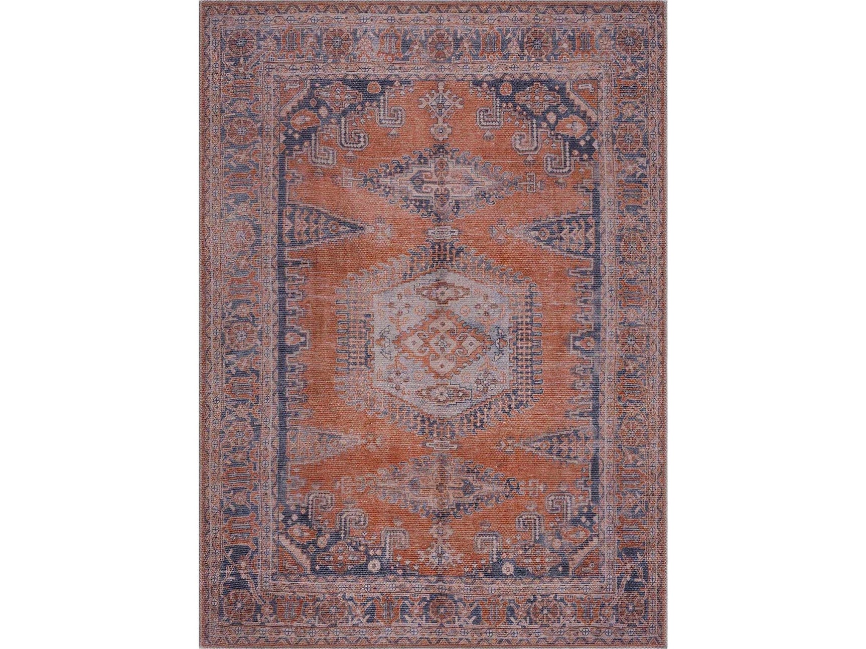 Taber Burnt Orange Washable Rug - Ornate Home