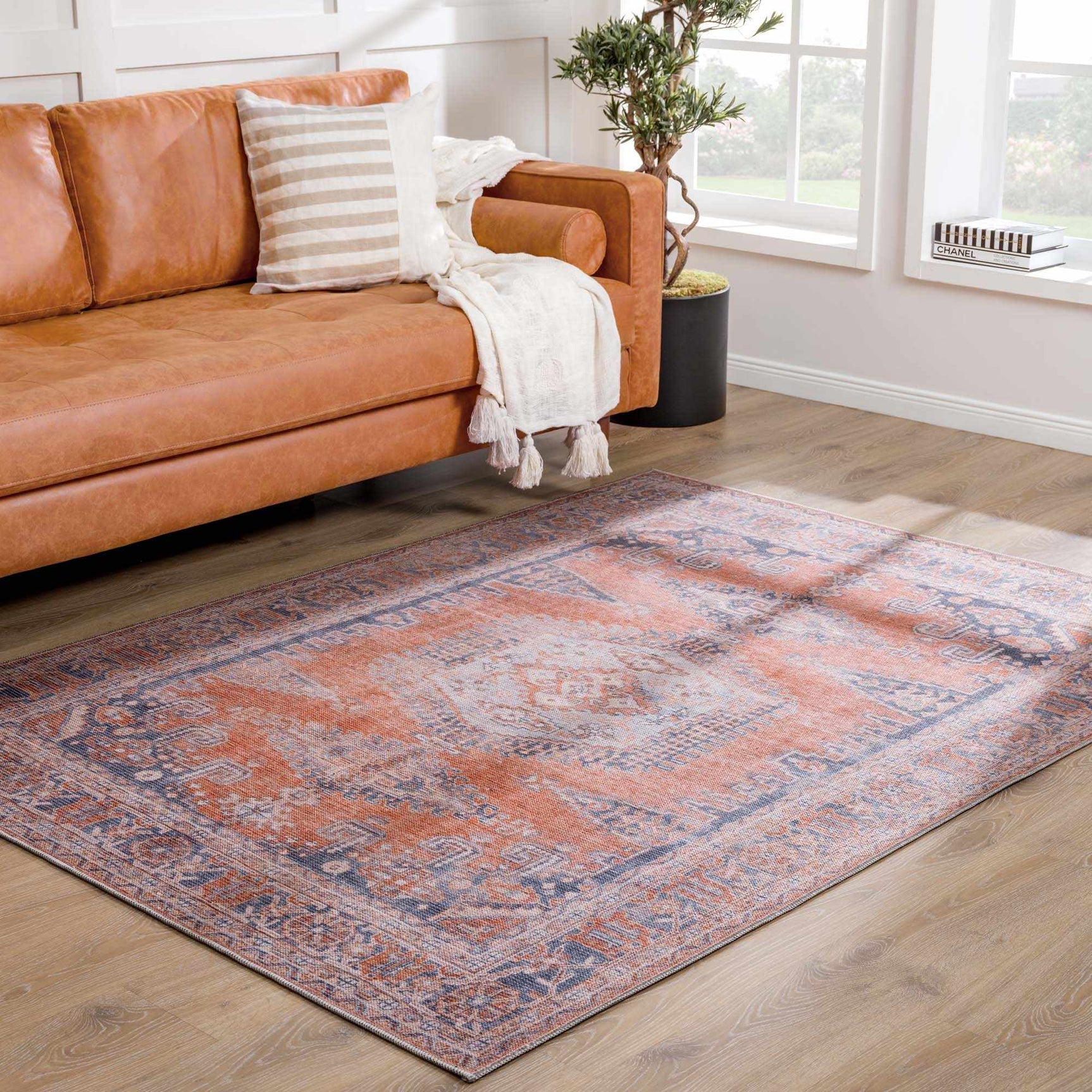 Taber Burnt Orange Washable Rug - Ornate Home