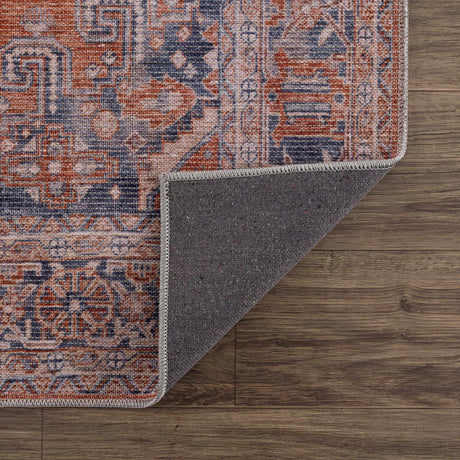 Taber Burnt Orange Washable Rug - Ornate Home