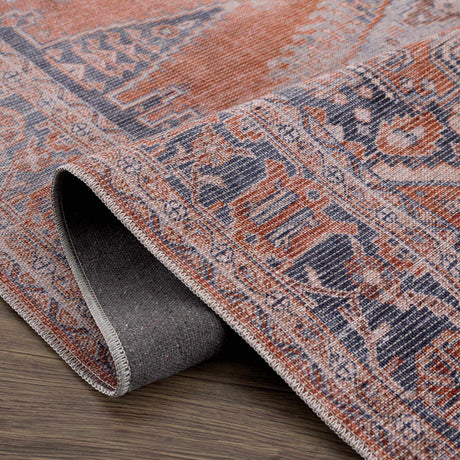 Taber Burnt Orange Washable Rug - Ornate Home