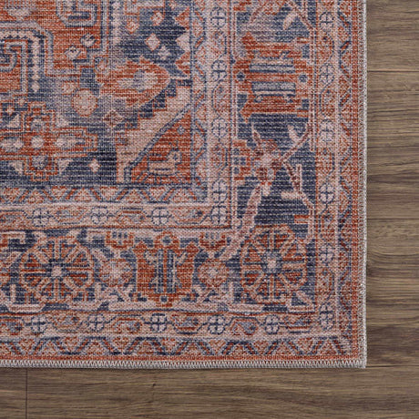 Taber Burnt Orange Washable Rug - Ornate Home