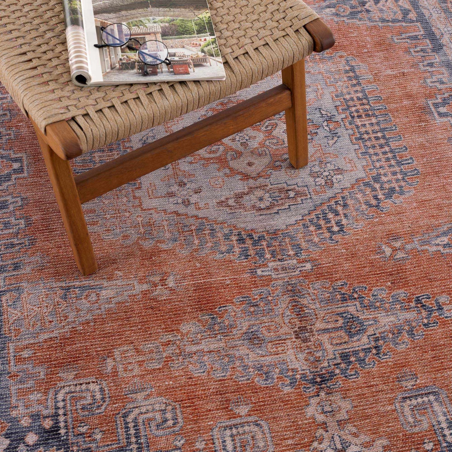 Taber Burnt Orange Washable Rug - Ornate Home