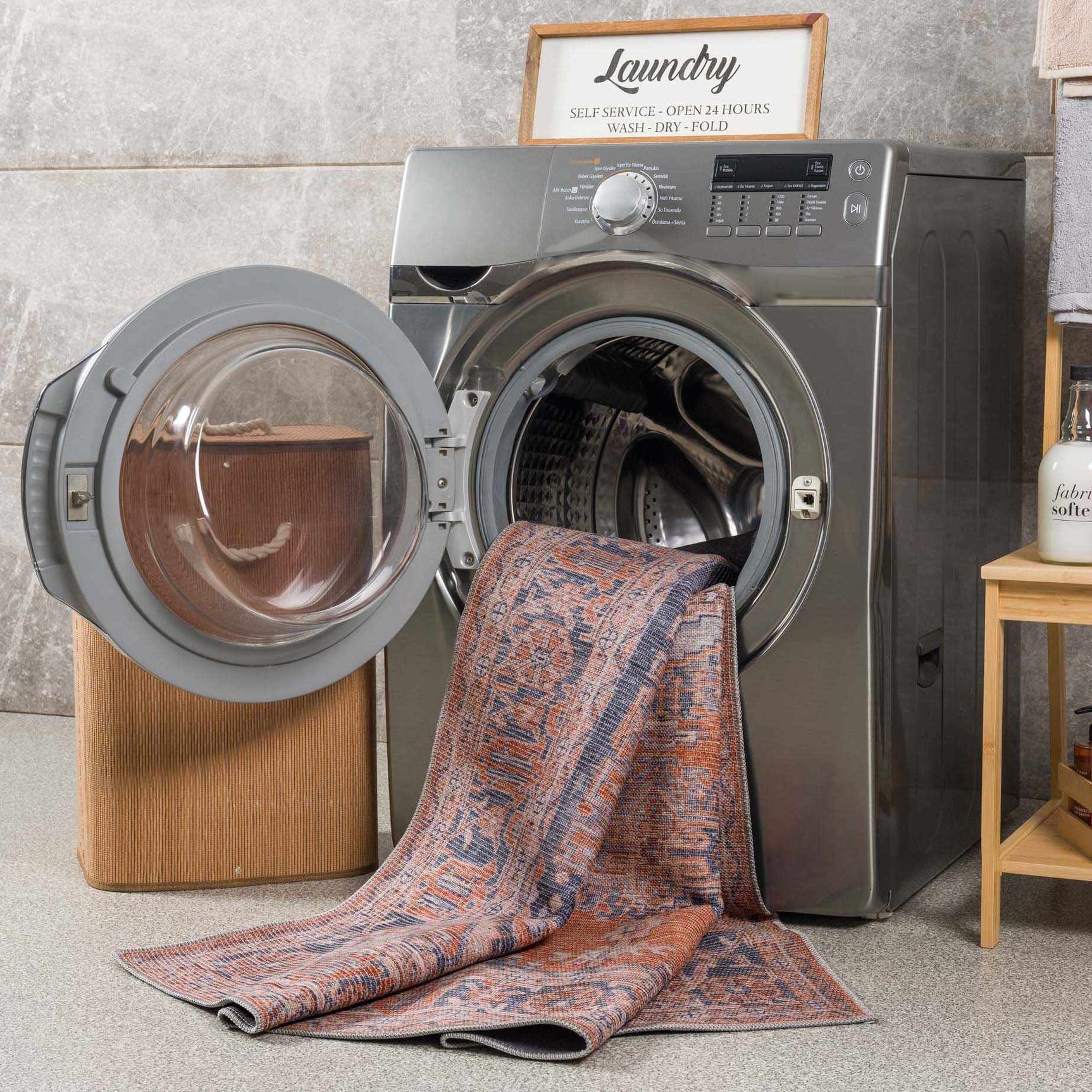 Taber Burnt Orange Washable Rug - Ornate Home