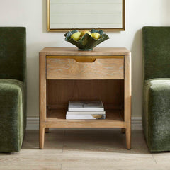 Tabi Brass/Woodtone Natural Wood Side Table - Ornate Home