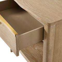 Tabi Brass/Woodtone Natural Wood Side Table - Ornate Home