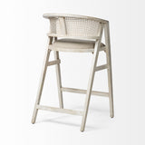 Tabitha Beige/Blonde Fabric/Rattan Seat Wood Frame Bar Stool - Ornate Home
