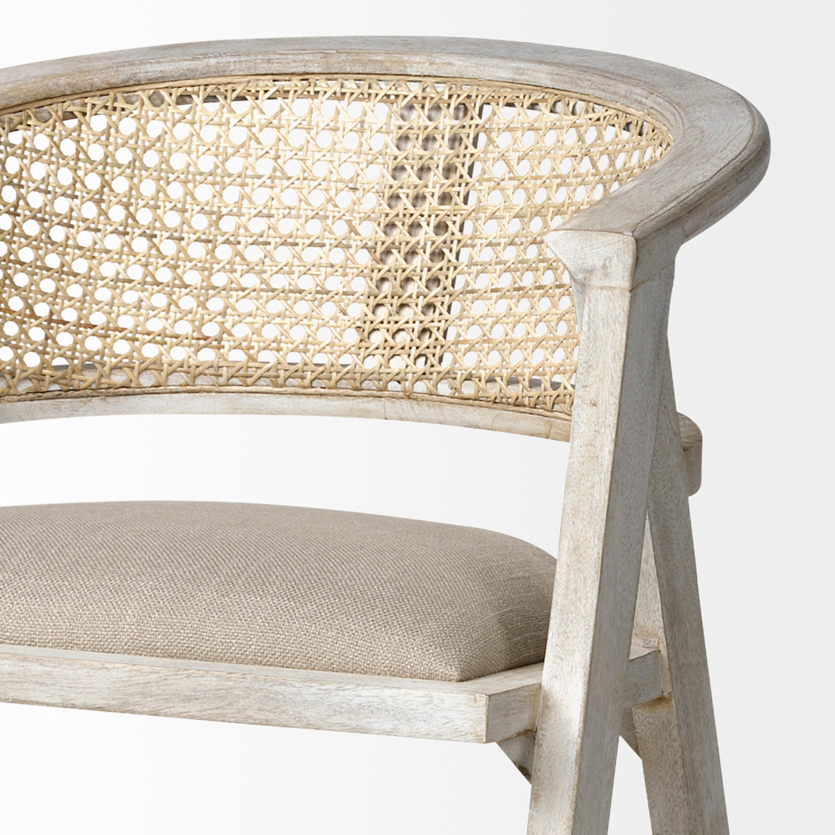 Tabitha Beige/Blonde Fabric/Rattan Seat Wood Frame Bar Stool - Ornate Home
