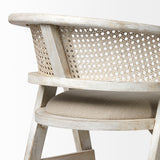 Tabitha Beige/Blonde Fabric/Rattan Seat Wood Frame Bar Stool - Ornate Home