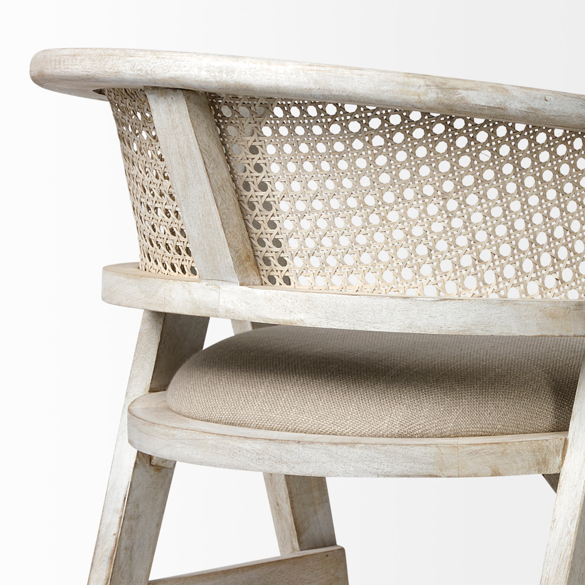 Tabitha Beige/Blonde Fabric/Rattan Seat Wood Frame Bar Stool - Ornate Home