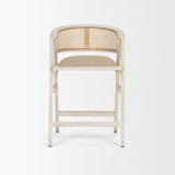 Tabitha Beige/Blonde Fabric/Rattan Seat Wood Frame Counter Stool - Ornate Home
