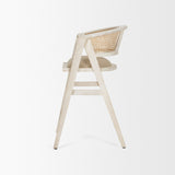 Tabitha Beige/Blonde Fabric/Rattan Seat Wood Frame Counter Stool - Ornate Home