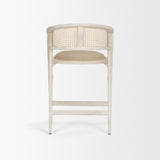 Tabitha Beige/Blonde Fabric/Rattan Seat Wood Frame Counter Stool - Ornate Home