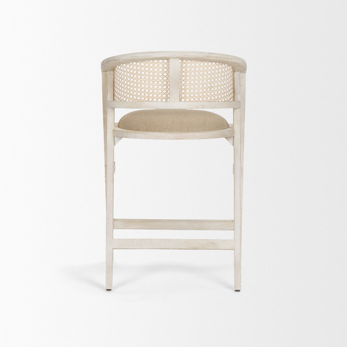Tabitha Beige/Blonde Fabric/Rattan Seat Wood Frame Counter Stool - Ornate Home