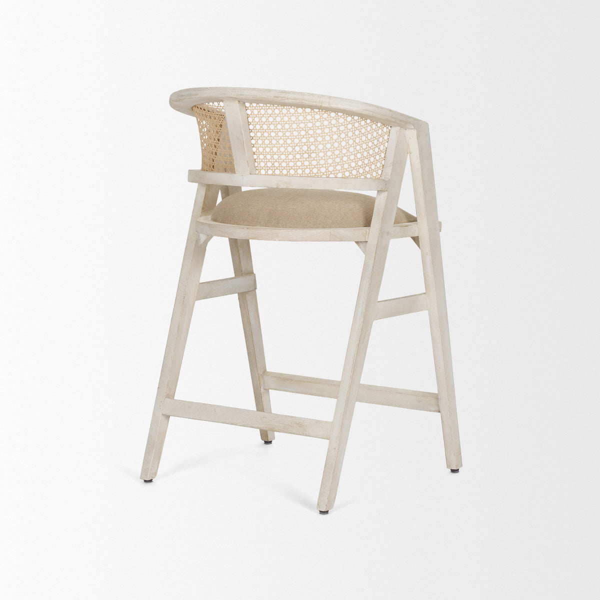 Tabitha Beige/Blonde Fabric/Rattan Seat Wood Frame Counter Stool - Ornate Home