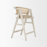 Tabitha Beige/Blonde Fabric/Rattan Seat Wood Frame Counter Stool - Ornate Home