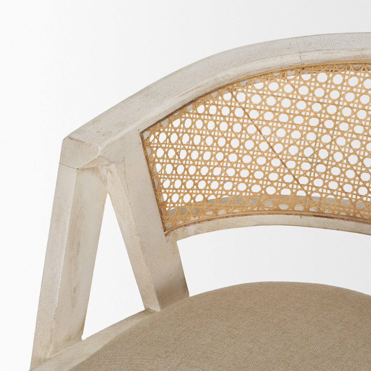 Tabitha Beige/Blonde Fabric/Rattan Seat Wood Frame Counter Stool - Ornate Home