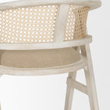 Tabitha Beige/Blonde Fabric/Rattan Seat Wood Frame Counter Stool - Ornate Home