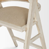 Tabitha Beige/Blonde Fabric/Rattan Seat Wood Frame Counter Stool - Ornate Home
