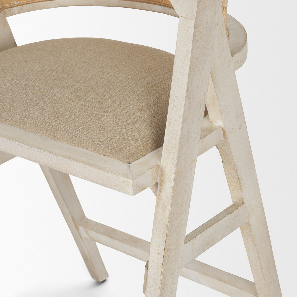 Tabitha Beige/Blonde Fabric/Rattan Seat Wood Frame Counter Stool - Ornate Home