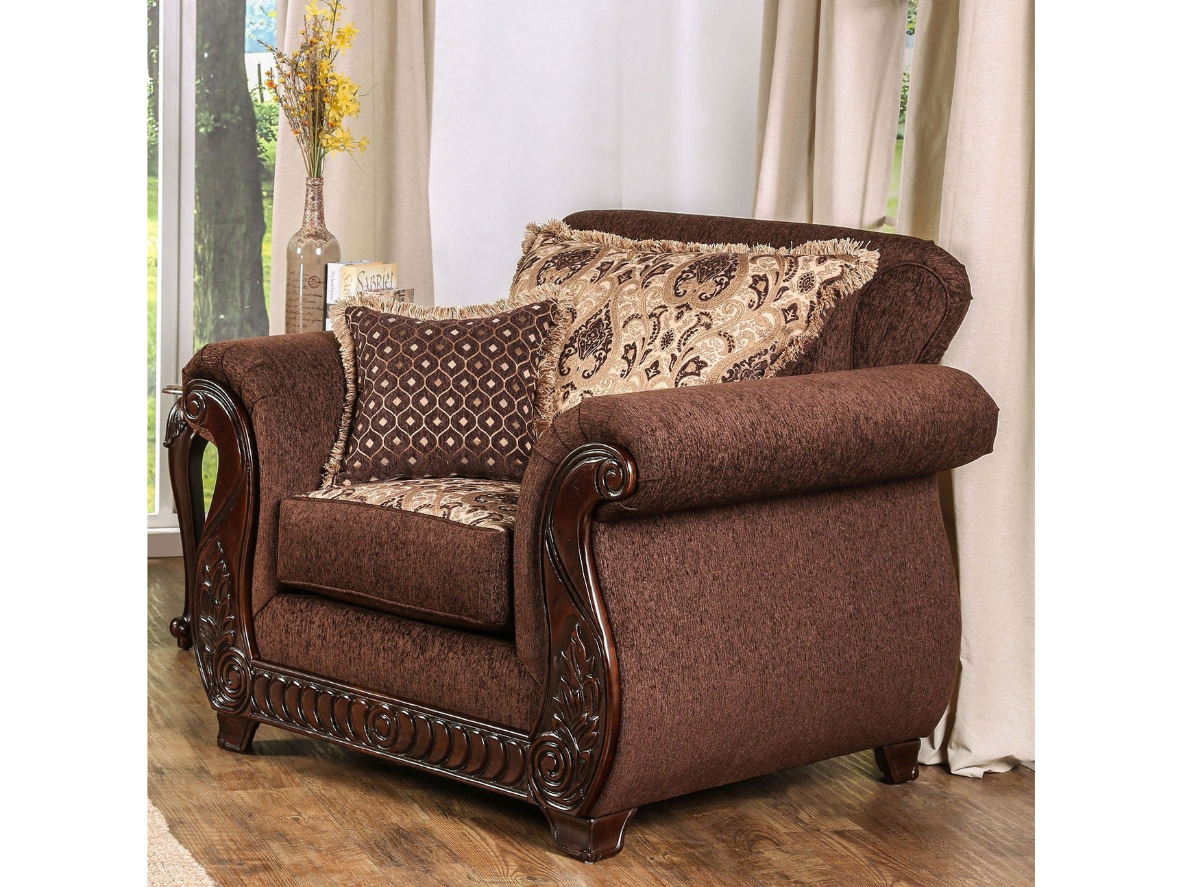 Tabitha Brown/Gold Chair - Ornate Home