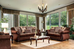 Tabitha Brown & Gold Stationary Sofa & Loveseat 2pc - Ornate Home