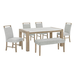 Tabitha Light Oak 66" 6-Piece Rectangular Dining Set with Bench - Ornate Home