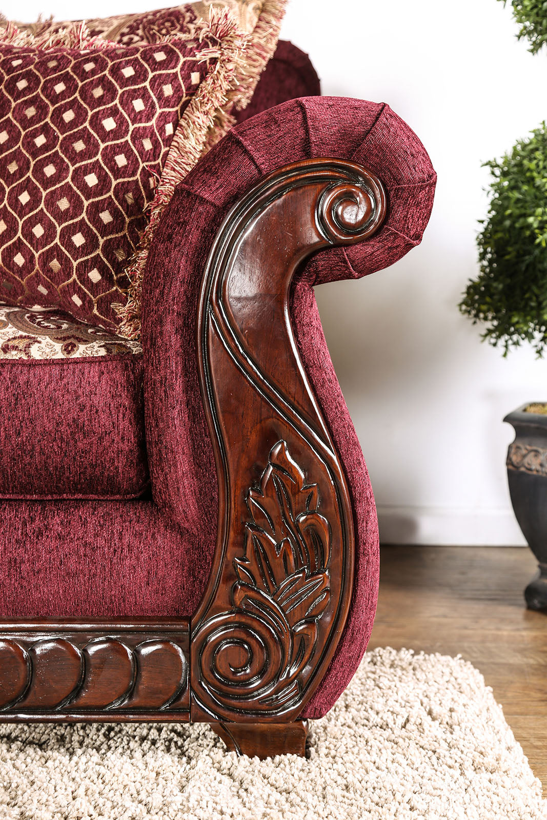 Tabitha Wine/Gold Chair - Ornate Home