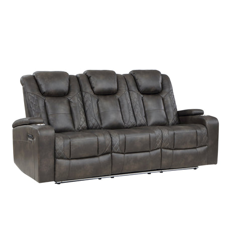Tabor Brown Power Double Reclining Sofa - Ornate Home