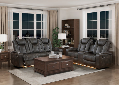 Tabor Brown Power Double Reclining Sofa - Ornate Home