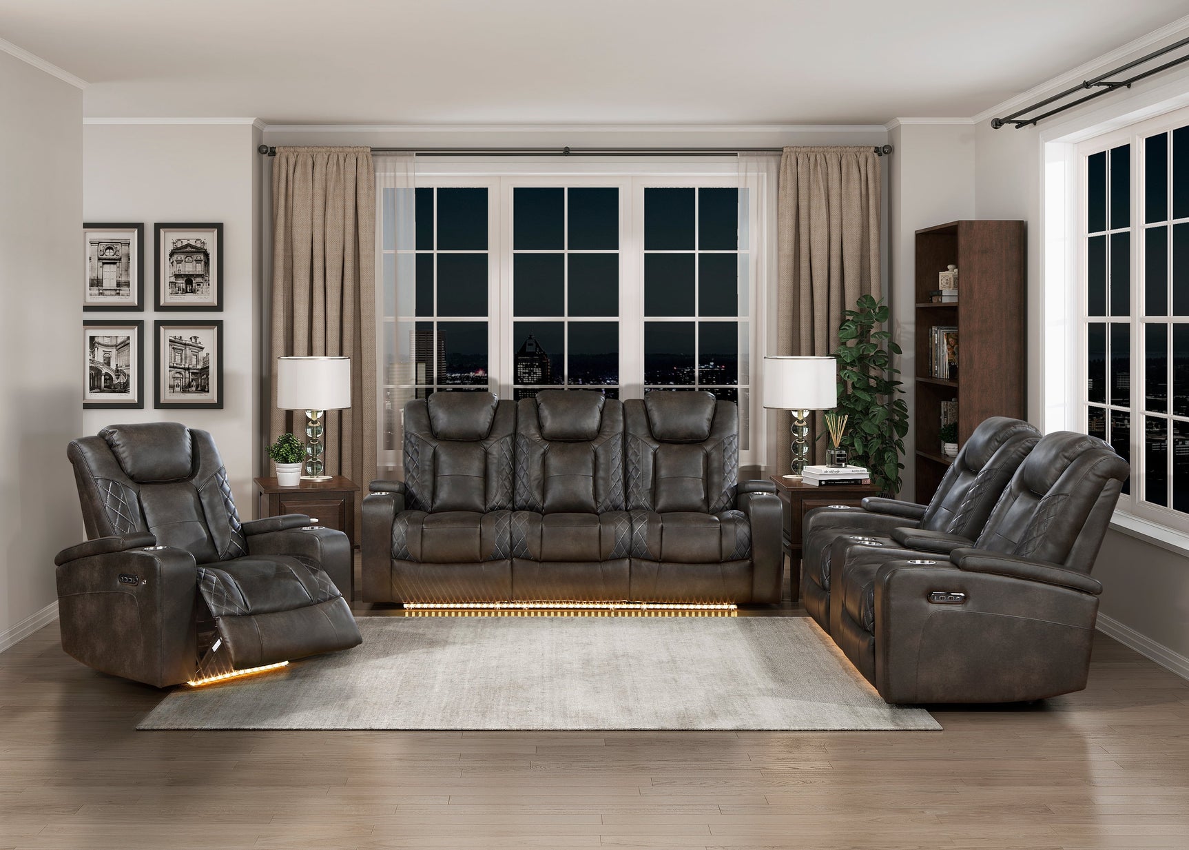 Tabor Brown Power Double Reclining Sofa - Ornate Home